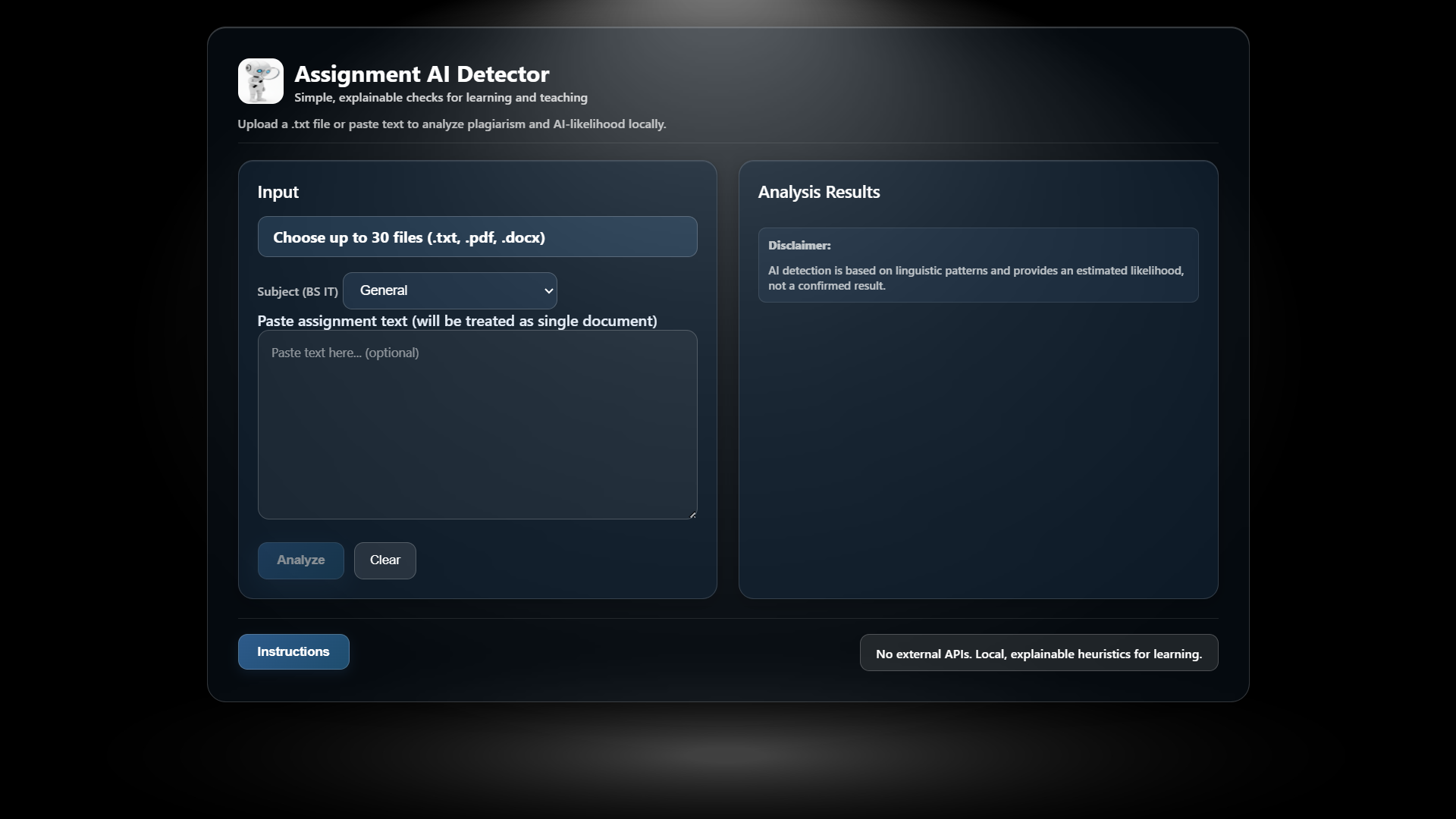 AI Detector — detects AI-generated academic assignments by Ahmad Komail Zafari